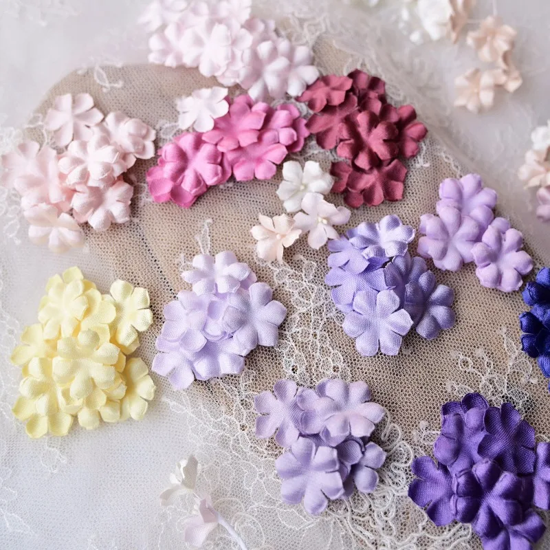 100PCS.Mini Satin Petals Diameter of 2.2CM,Simulated Flower Hair Accessories, Earrings,Children\'s Clothing DIY Accessories