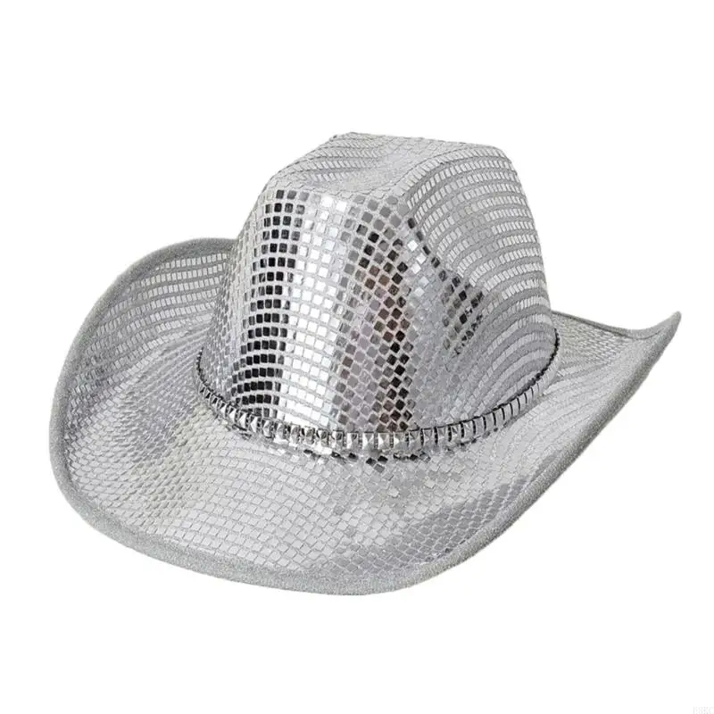 

F3KC Western Styles Party Hat with Glittering Sequined Popular Cosplay Costume Hat for Adults and Teens Stage Performances
