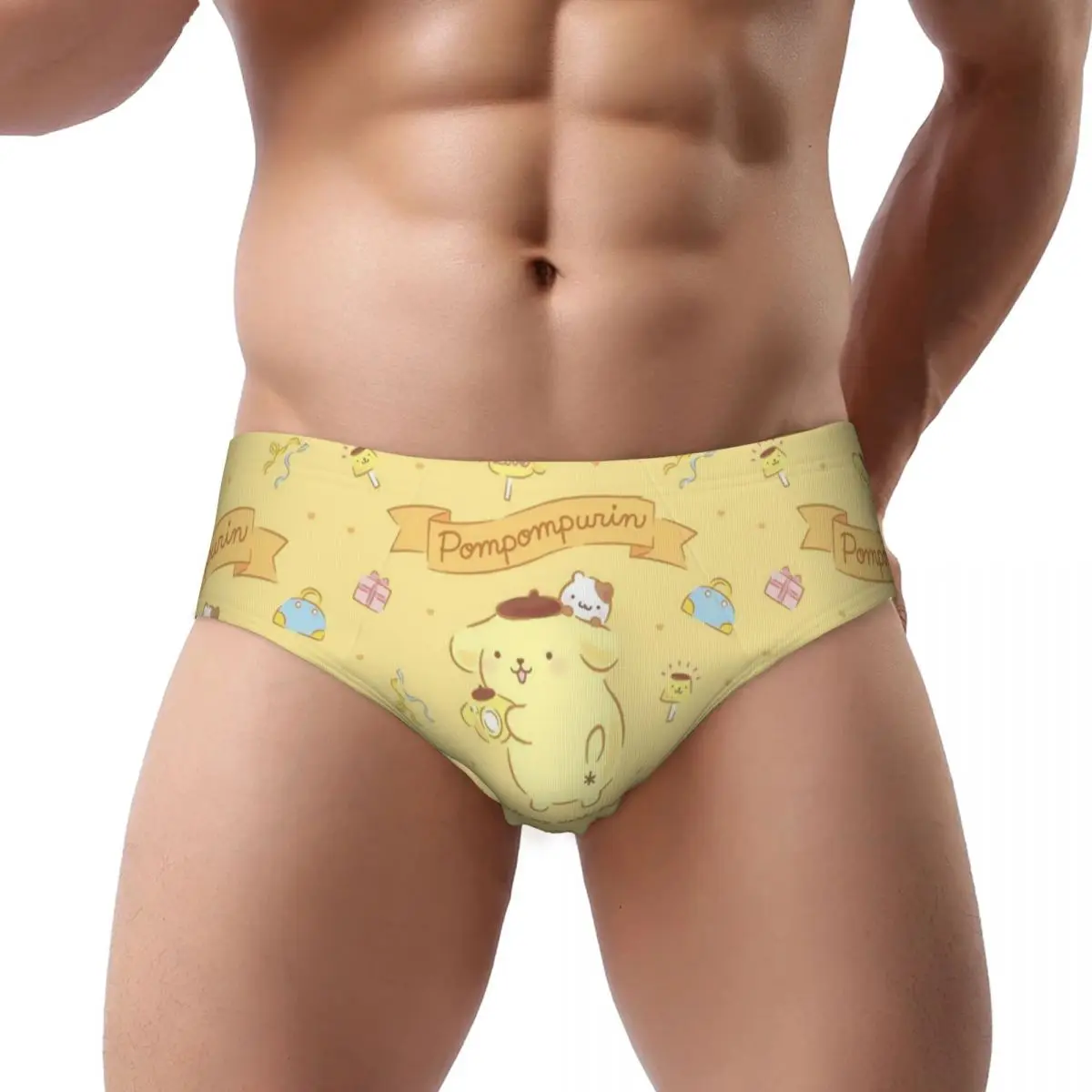 Custom Mens Pom Pom Purin Love Combination Panties Underwear Male Soft Briefs Underpants