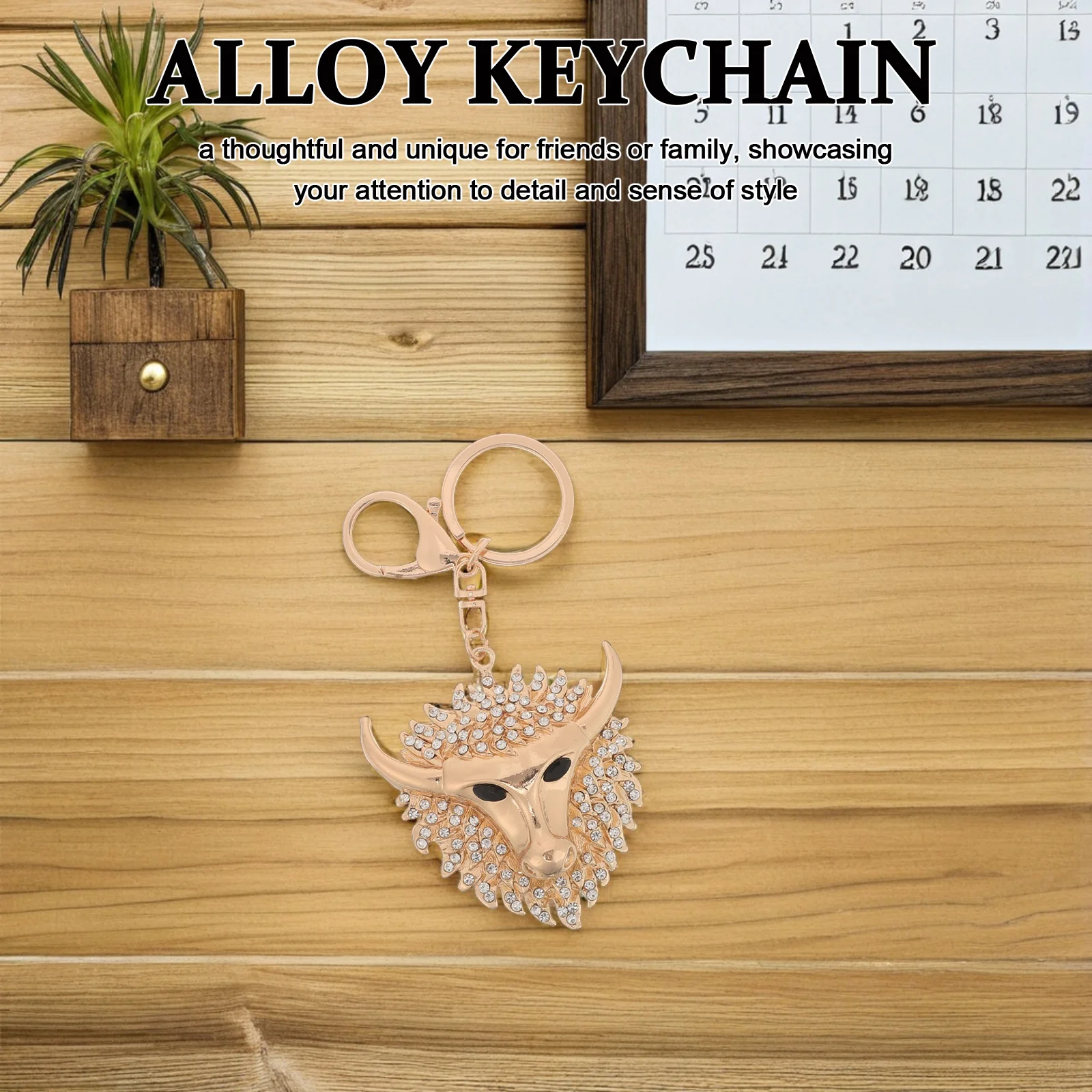 

Rhinestones Bull Head Keychain Alloy Pendant Trendy Bag Charm Purse Decoration Sparkling Key Chain Purse Charms