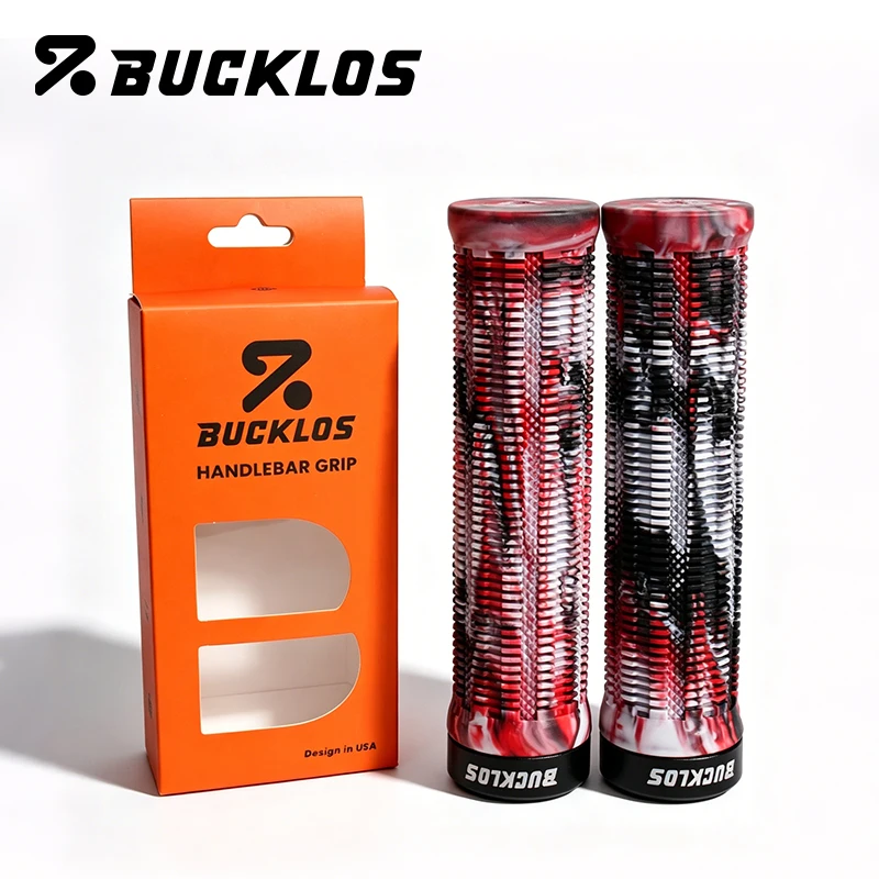 BUCKLOS Mountainbike-Griffe Stoßdämpfende Gummi-Fahrradgriffe Wasserdichte Rutschfeste MTB-Handschuhe Fahrradlenkergriffe für MTB DH BMX