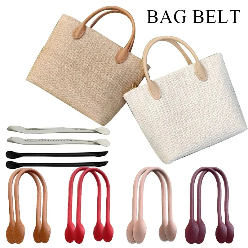 1Pair 42cm Bag Strap PU Leather Black/White/Brown Handle Strap With Pinholes DIY Detachable Handbag Band Bag Accessories