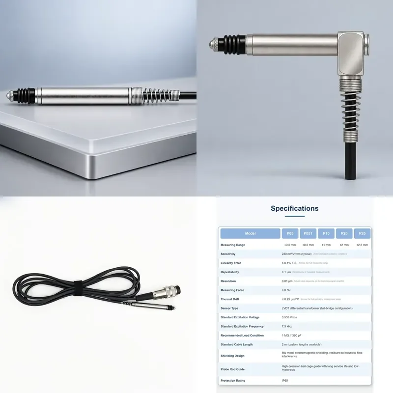 Industrial Spring Return LVDT Linear Displacement Sensor 0.001mm Resolution IP65 Protection Grade Directly Replace for Sensor