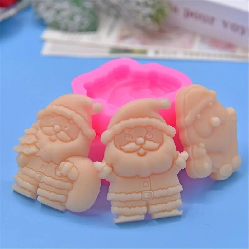 F19B 3Pcs Christmas Silicone Mold for Cakes/Desserts Santa Clauses Moulds