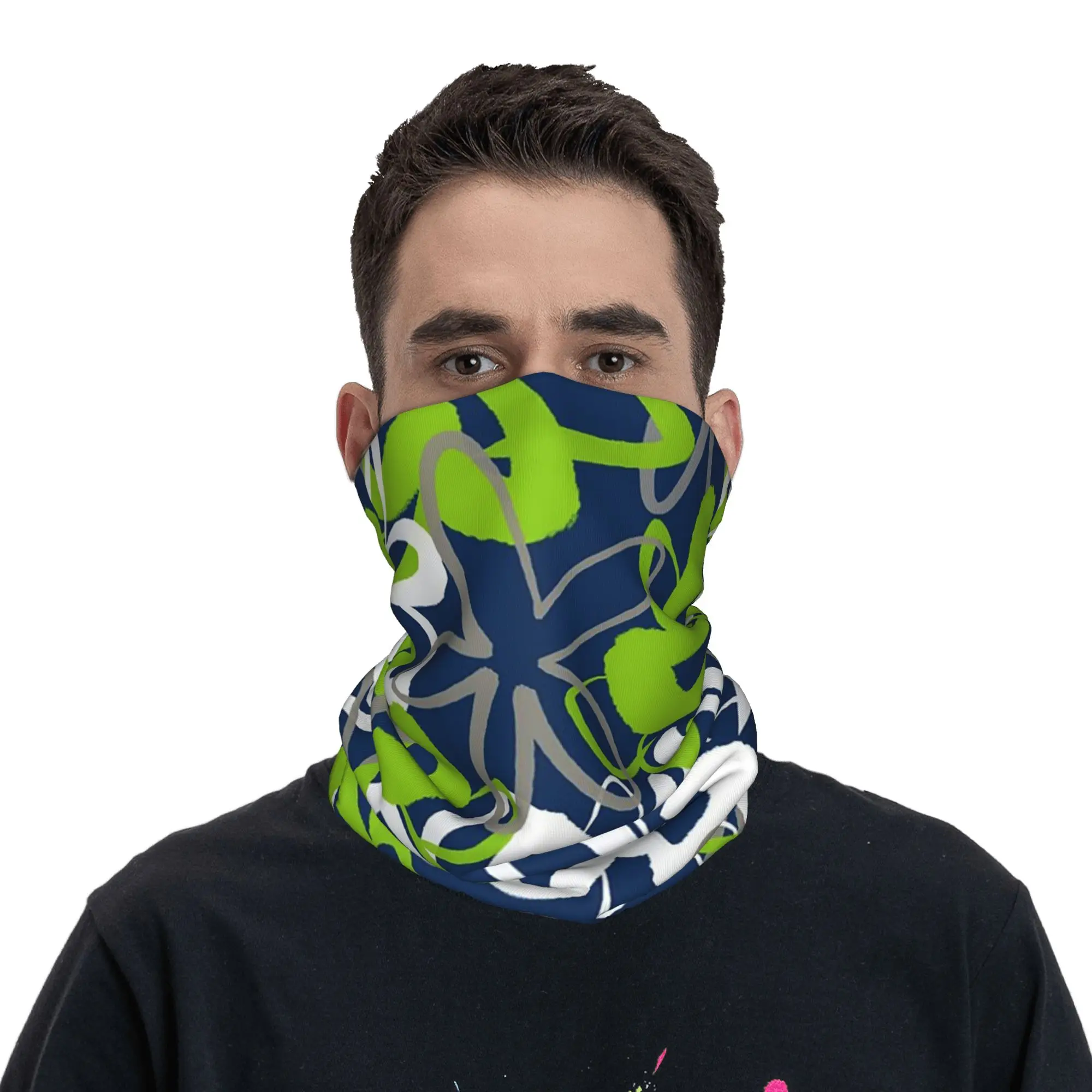 Lotus Garden Painted Floral Pattern Bandana Neck Cover Printed Mask Scarf Balaclava Hiking Fishing for Men Women Breathable