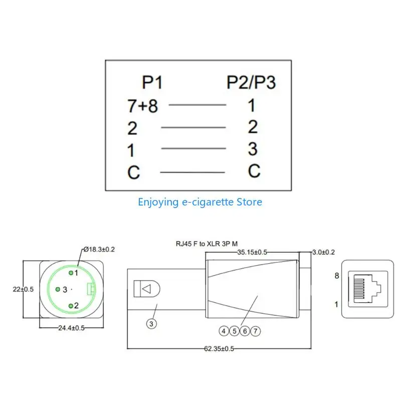 RJ45-auf-3-Pin-Stecker-Konvertierungskupplung für Aufnahmeraum- und Studioleitungen Y4QF – Detail 4