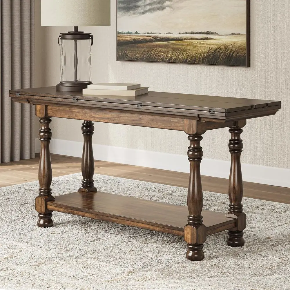 Sturlayne lip Top Soa Table, Expandable ole to Dining Table, Drop Lea Design with Hardwood Solids, Space-Saving Multi-Use urnitu