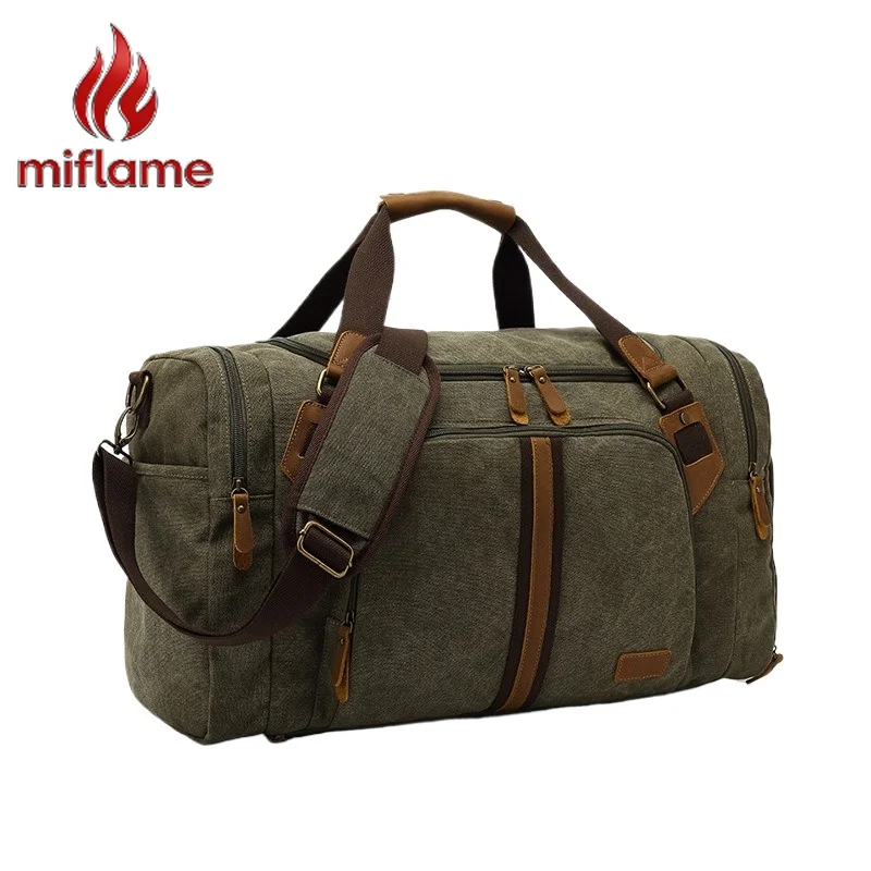 

Canvas Travel Duffel Bag with Wet Dry Compartment for Sports Gym Fitness and Weekend Luggage Organizer