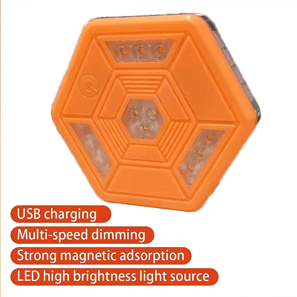 Car Rotating LED Magnetic Warning Light Flashing Rechargeable Yellow White Traffic Safety Flash Auto Safety Signal Light Toola