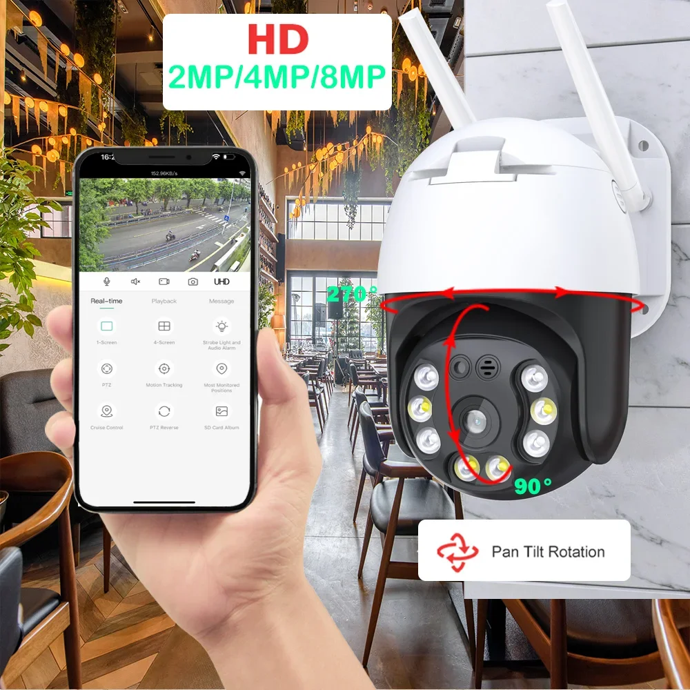 4G SIM Card IP Camera PTZ 4MP 8MP HD Wireless Outdoor Security Dome Camera CCTV Two Way Audio iCSee Alexa