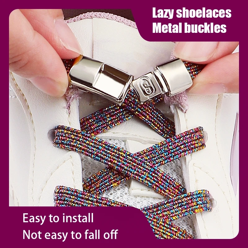 

No Tie Shoe Laces Elastic Laces Sneakers Brand Glitter Shoelaces Without Ties Tennis Kids Adult Wide Shoelace Shoe Accessories