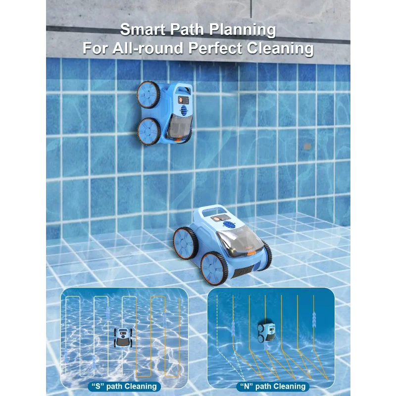 무선 로봇 청소기, 최대 2100평방피트까지 사용 가능한 수영장 진공 청소기, 최대 180분 사용 가능한 수영장 로봇 청소기