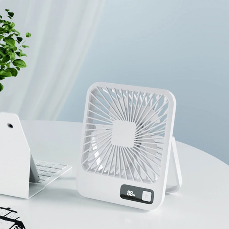 Quiet USB Desk Fan 1500mAh Rechargeable 5 Speed Foldable Fan Camping Fan with Digital Display Portable Fan for Travel Camping