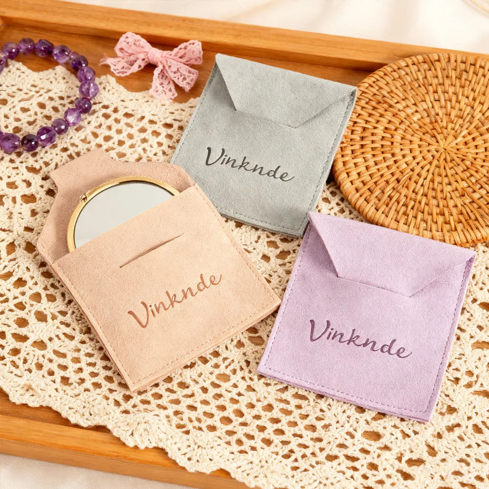 

100Pcs/Lot Microfiber Jewelry Bag Envelope Velvet Pouch for Necklace Ring Earring Wedding Gift USB Disk Organizer Can Print Logo