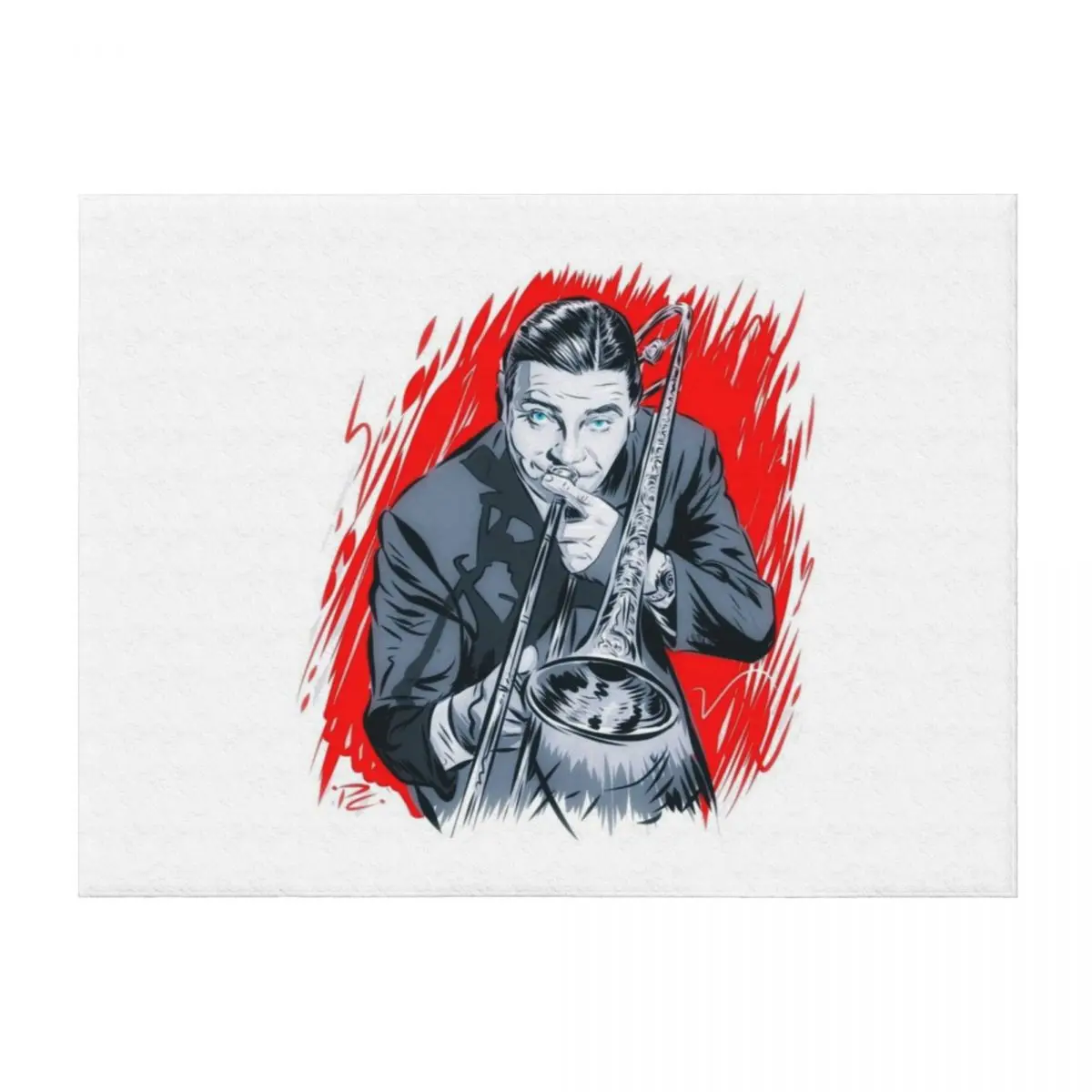 

Jack Teagarden - An illustration by Paul Cemmick Throw Blanket Sofa Throw Thermal heavy to sleep Beautifuls Blankets