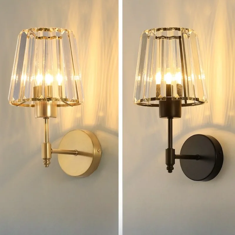 

Nordic Creative Wall Lamp American Simple Country Bedroom Bedside Wall Lamp Balcony Crystal Glass Cover Lights