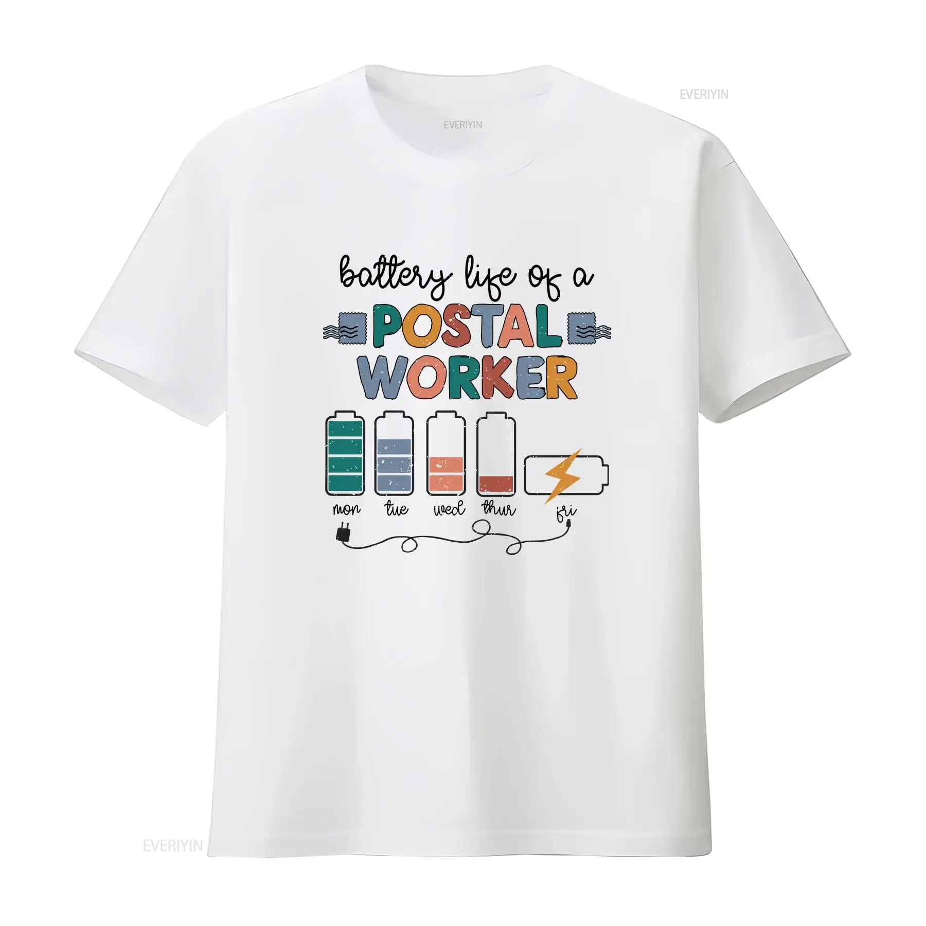 Battery Life of Postal Worker T Shirt Mailman Mail Lady Carrier  vintage Washed Soft graphic Stretched Casual Stylish homme