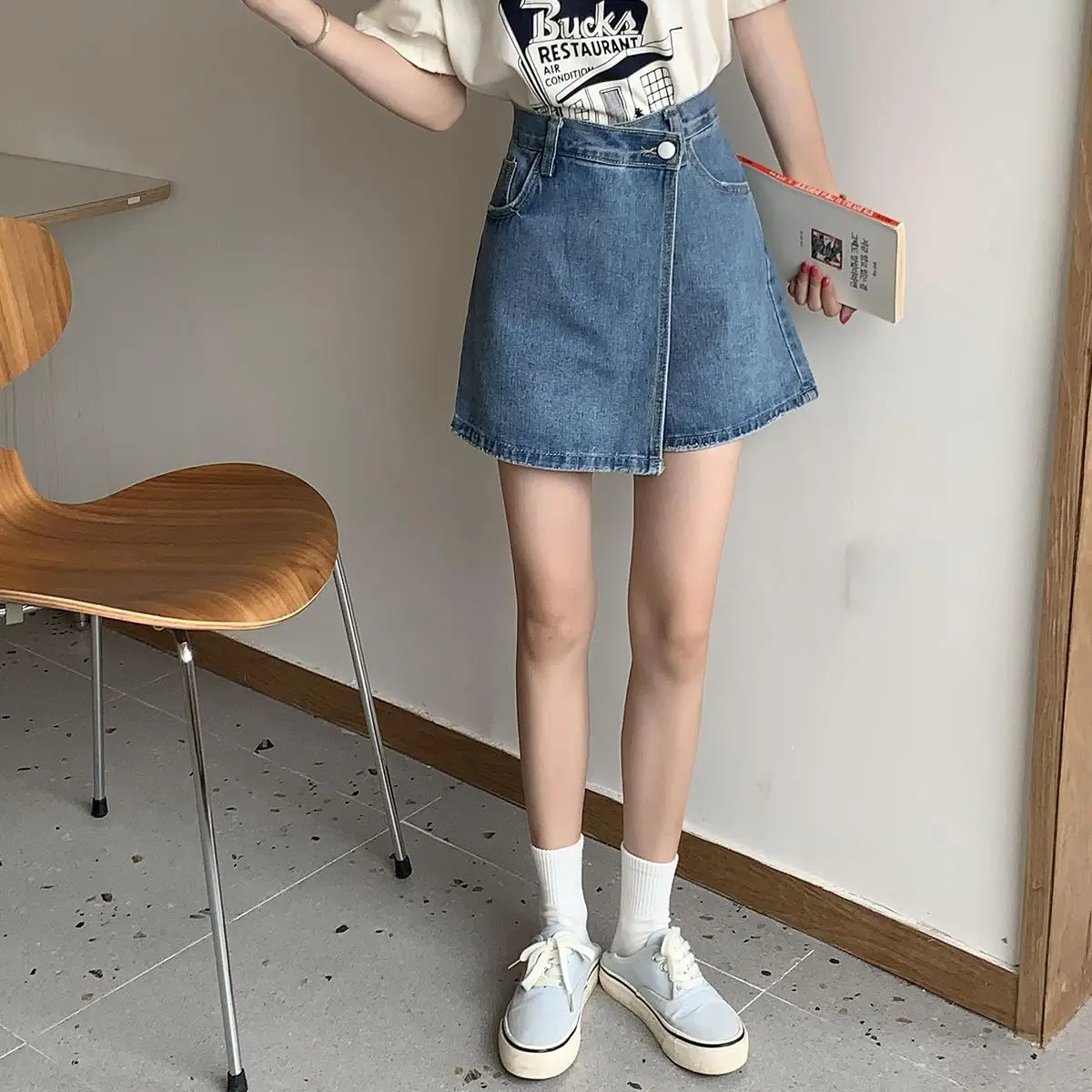

2026 Denim Skirt New Summer Thin Design High Waist Trouser Skirt Versatile Skirt Fashion
