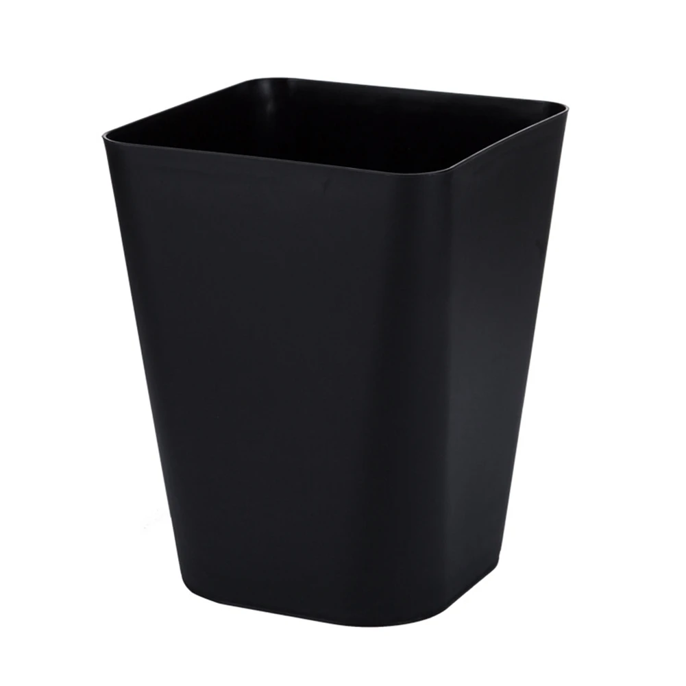 Plain Uncovered Trash Can Household Large Trash Can Paper Basket Black