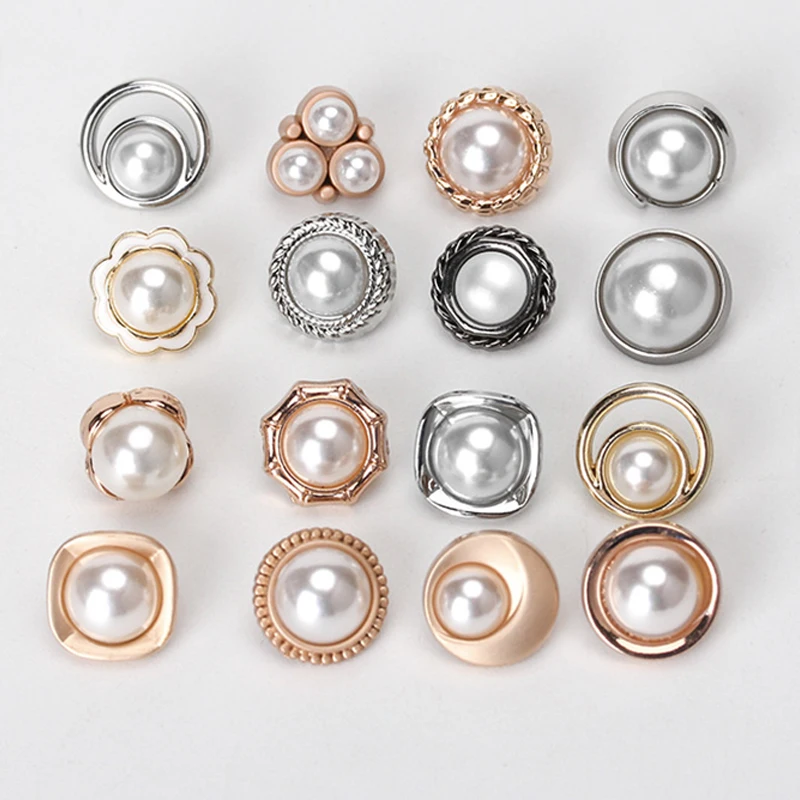 10pcs 11mm Round pearl buttons for cc clothing, Shirts, sweaters, cardigans, Blouse,Luxury metal button DIY sewing accessories