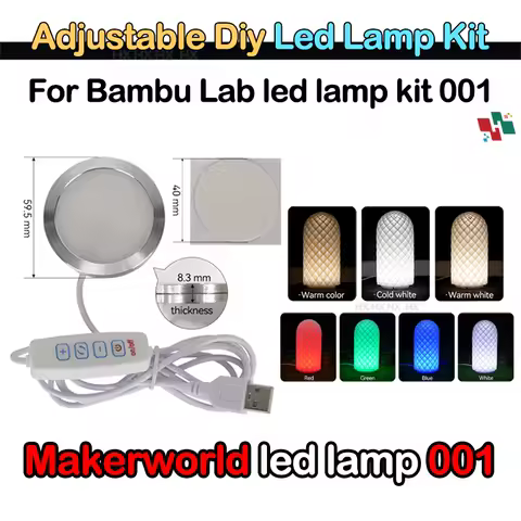 For Bambu Lab Led Lamp Kit Adjustable Light Kit Led Light Parts Hardware DIY Model white /cold/warm light Without Lamp shell 001