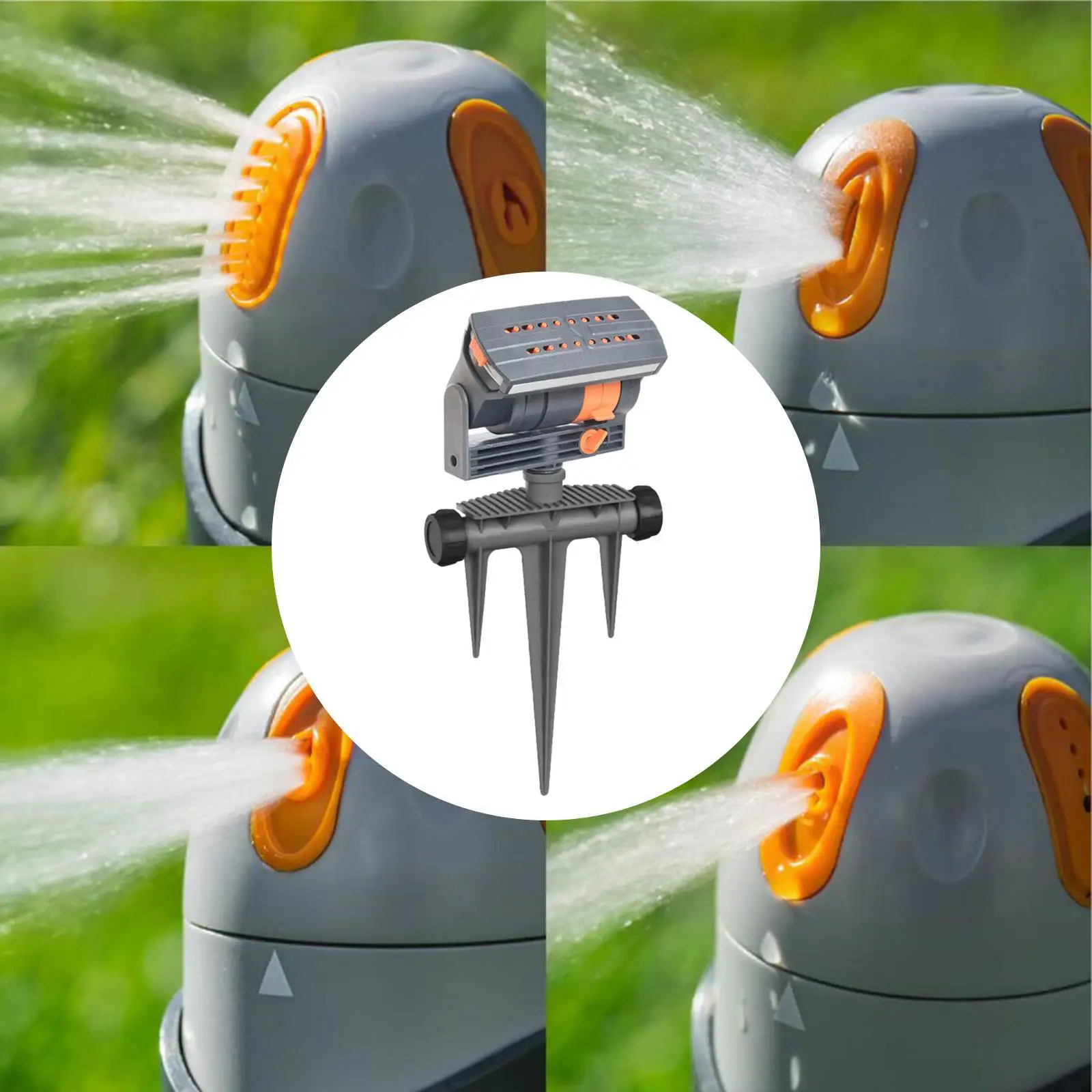 4 Way Adjustments Lawn Sprinkler for Large Area Watering 25x5x33.5cm Simple Assembly Versatile Sturdy Accessory with 16 Nozzles