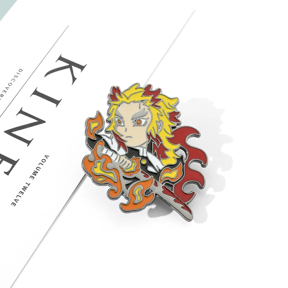 Anime Demon Slayer Agatsuma Zenitsu Hashibira Inosuke Rengoku Kyoujurou Kamado Tanjirou Kamado Nezuko Brooch Metal Enamel Badge