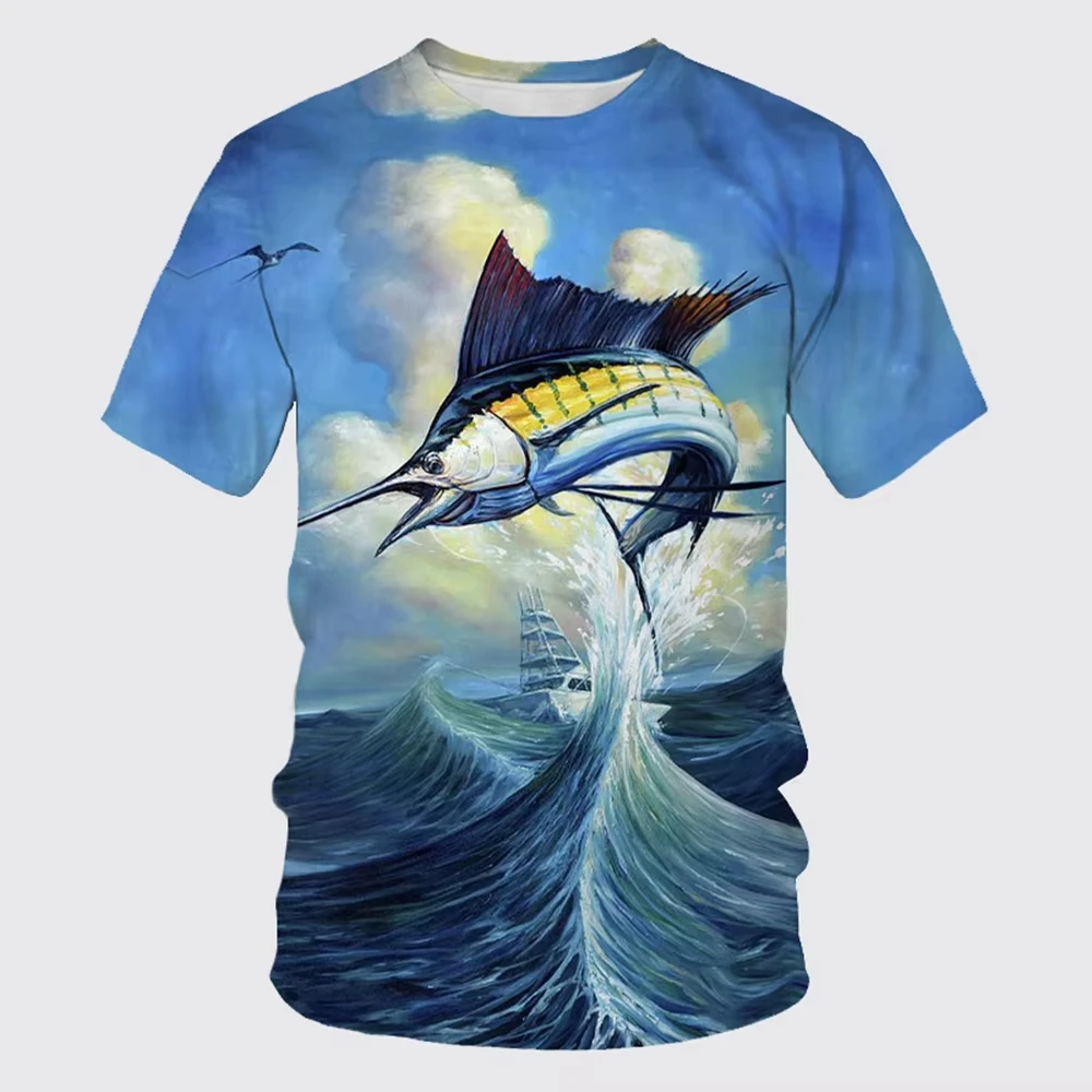 

Summer Fishing Enthusiasts O-Neck Print Summer Men's T-shirt Casual Short Sleeve Oversized Loose Unisex T-Shirts Men T Shirt Y2k