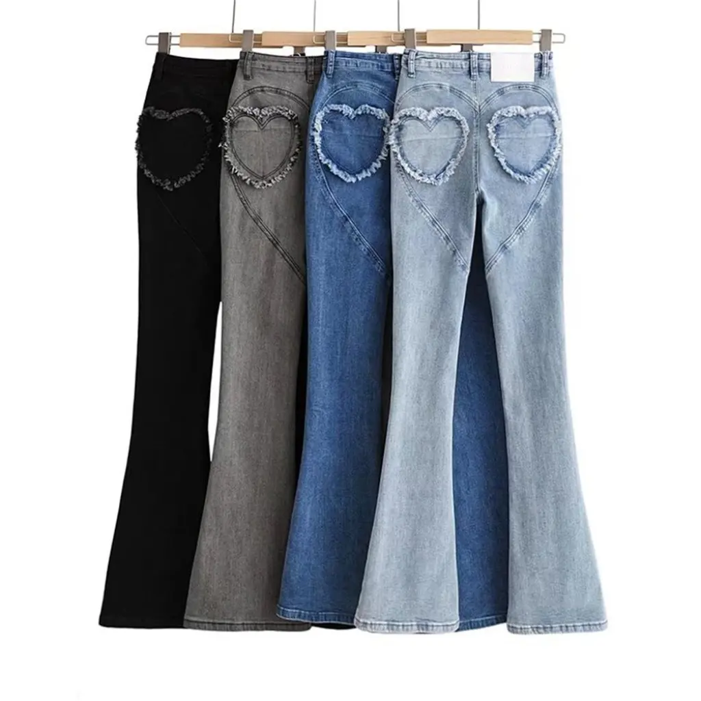 

YPFF женские модные облегающие джинсы с карманами персикового цвета, европейско-американские модные однотонные расклешенные брюки на бедрах