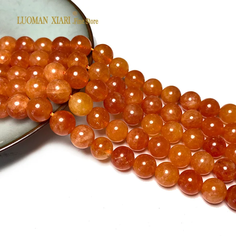 6 8 10MM Natural Stone Orange Chalcedony Loose Round Spacer Beads for Jewelry Making Diy Charms Bracelet Accessories 15''