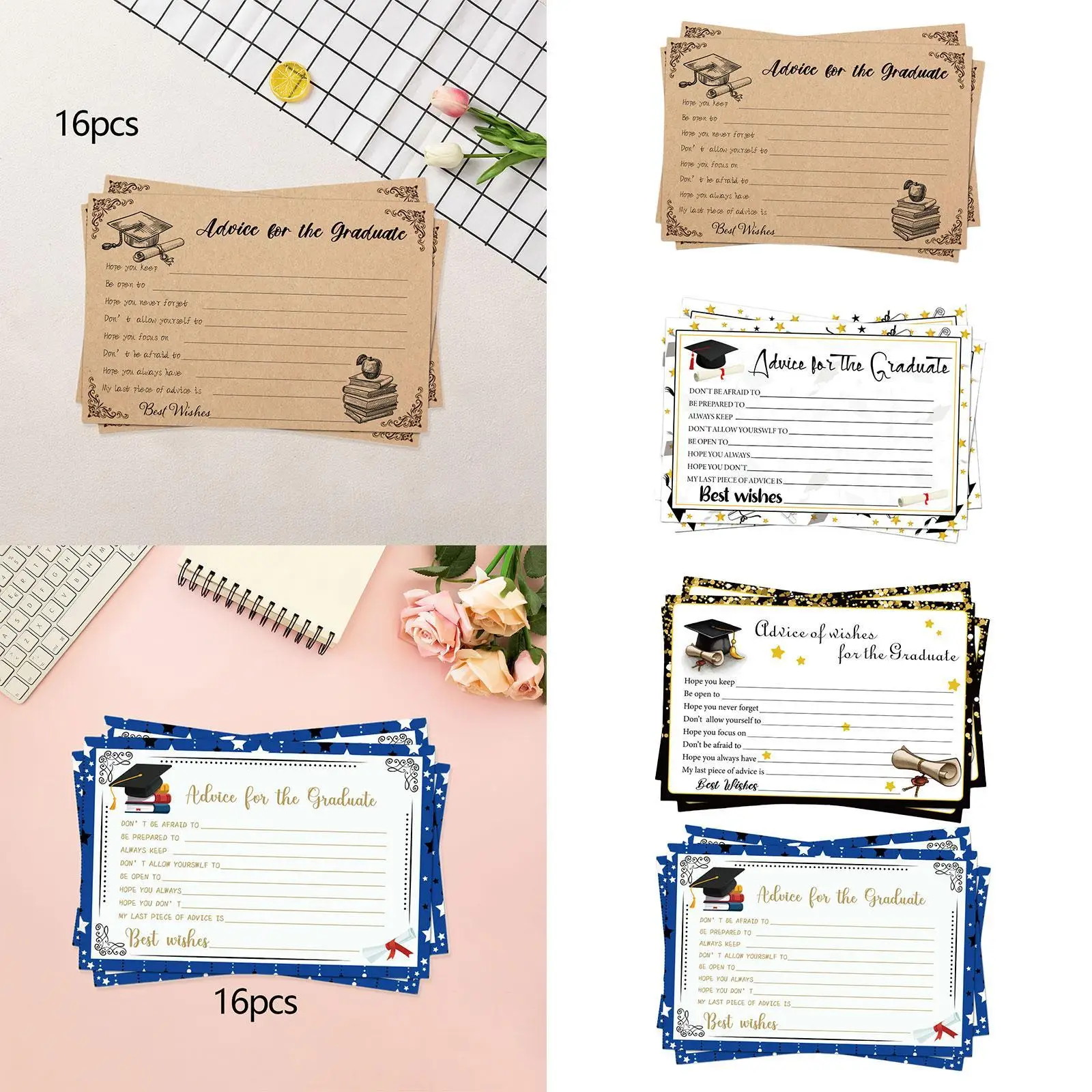 16x بطاقة نصائح التخرج لوازم حفلات التخرج تذكار التخرج #4