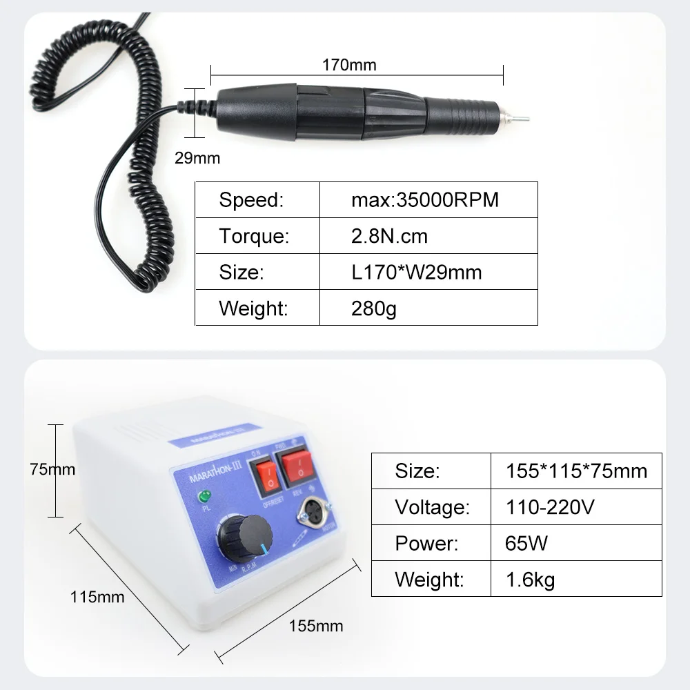 CYO094 Dental Hand Grinder Micromotor Polishing E-TYPE 35000 RPM Dental Lab Equipment With 8/102/204 Handle Grinder ManicureTool