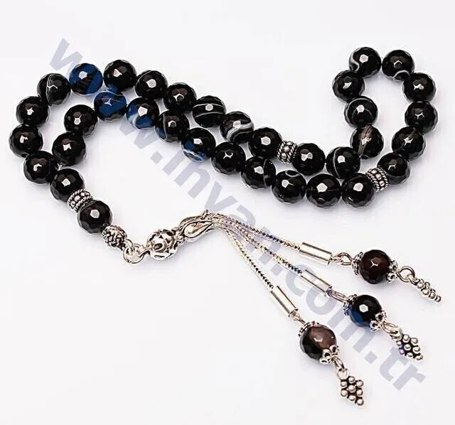 

IQRAH Agate Stone Rosary (925 SETTING SILVER Fasetler)