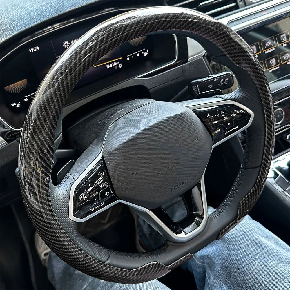 ปลอกหุ้มพวงมาลัยรถยนต์ Opel รุ่น Insignia Astra Corsa-e Grandland Frontera Combo Life Mokka Sports วัสดุคาร์บอนไฟเบอร์ อุปกรณ์ตกแต่งรถยนต์