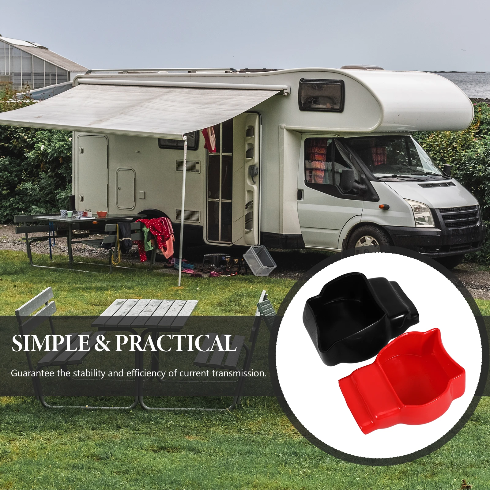 

2Pcs Terminal Protector Solid PP Material Durable Car Post Cover Reliable Insulation Protective Cap Prevent Dust