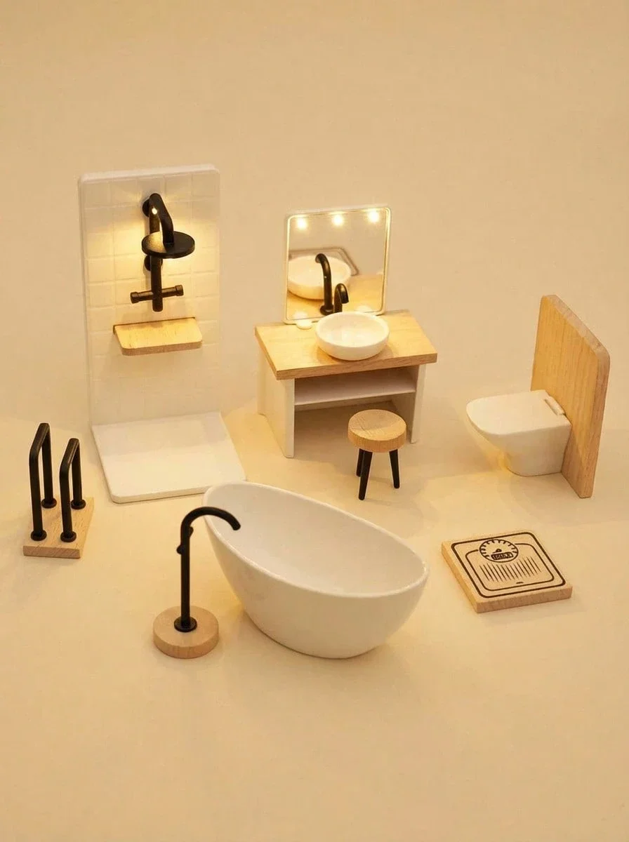 Dollhouse Furniture Set - 1: Set Perabot Kamar Mandi Rumah