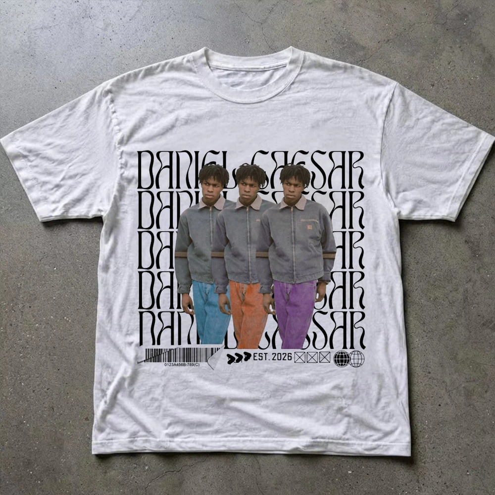 2000s Vintage Daniel Caesar Print Men Women's T-shirt Short Sleeve O-Neck Streetwear Harajuku Y2K Tee Crop Top Casual Clothes