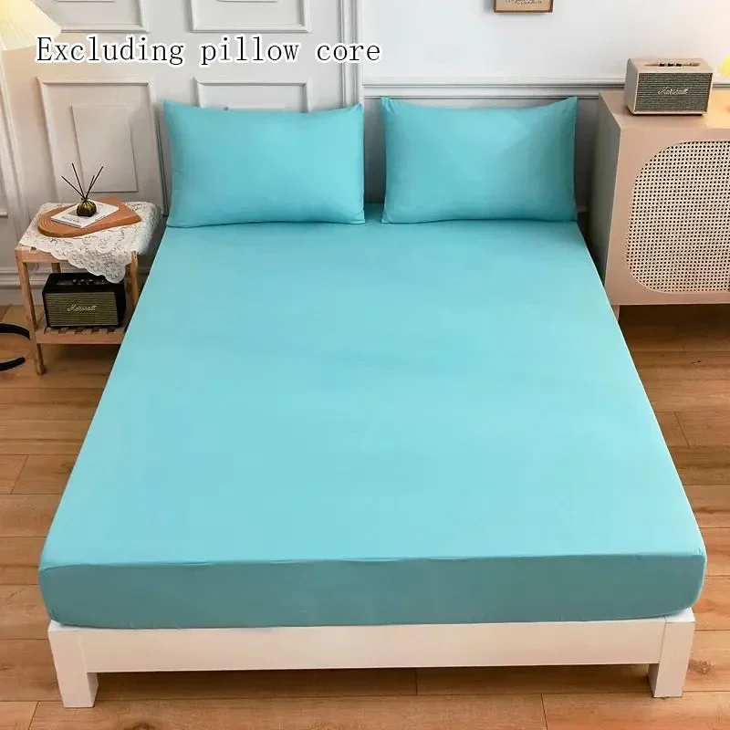 Solid color Polyester Cotton fabric Bed fitted sheet Pillowcase 1.5m 1.8m Mattress cover Bed linen