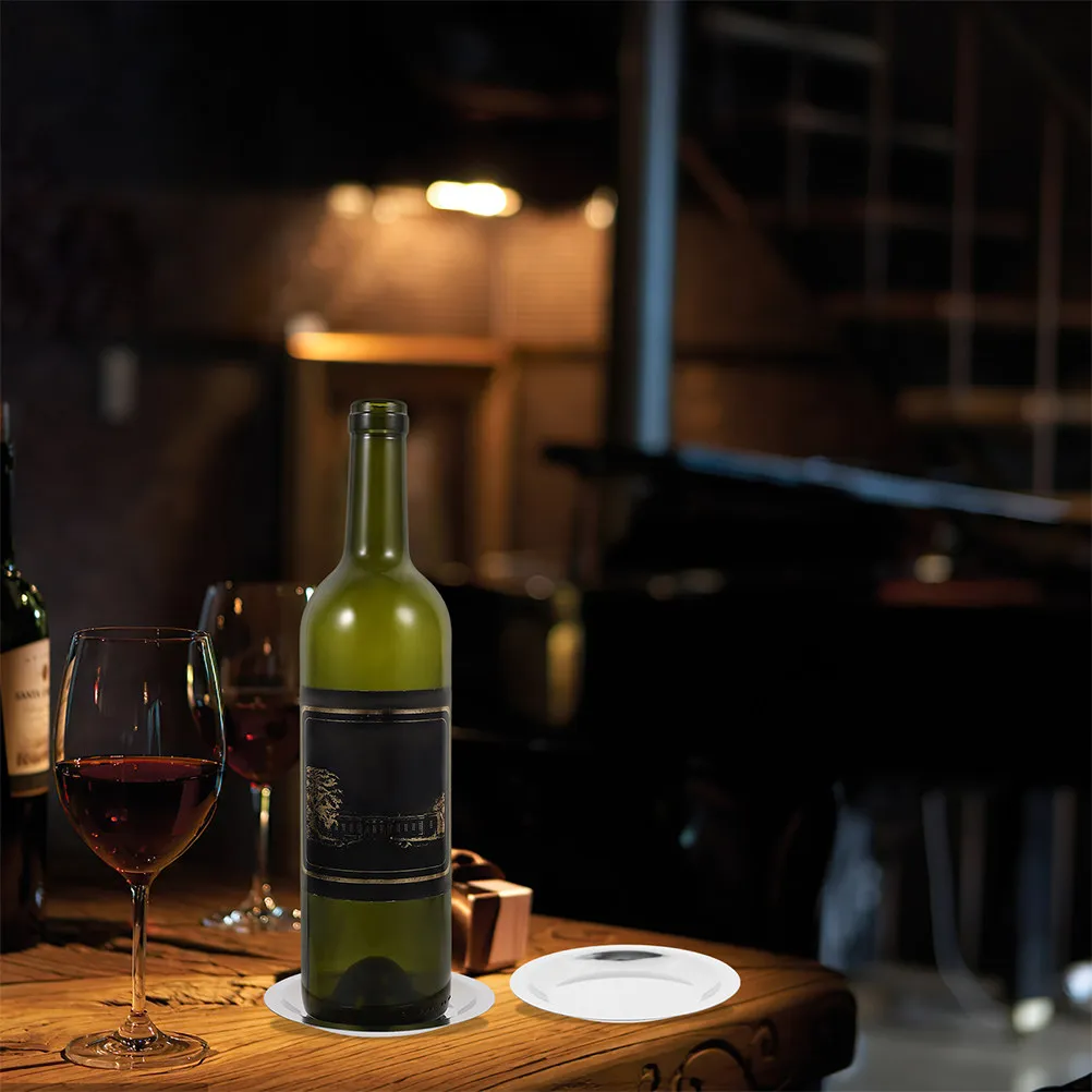8Pcs Stainless Steel Wine Bottle Coaster Round Heat Insulating Non Slip Table Protector for Home Hotel Cafe Restaurant Kitchen