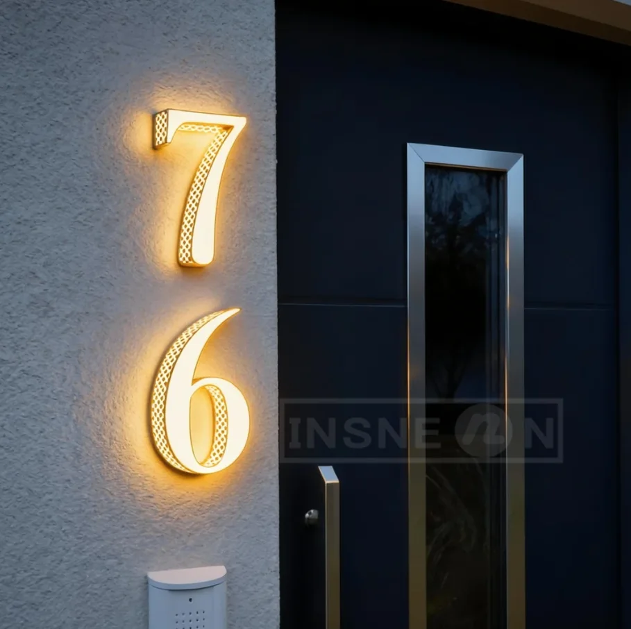 

Пользовательский светодиодный знак Логотип Номер дома Боковые подсветки Буквы Настенный светильник Знак Открытый перфорированный канал Буквы Светодиодный 3D-вывеска Буква