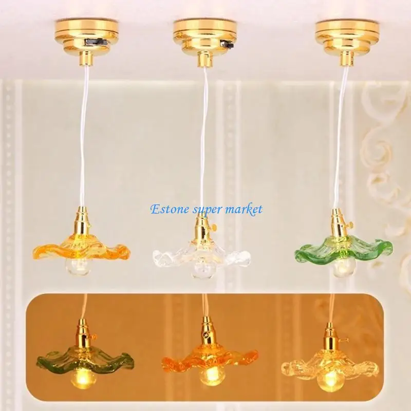 

090B 1/12 Scale Dollhouses Chandelier Miniature Furniture Pretend Play for Kids Doll House Furniture Model for Dollhouses