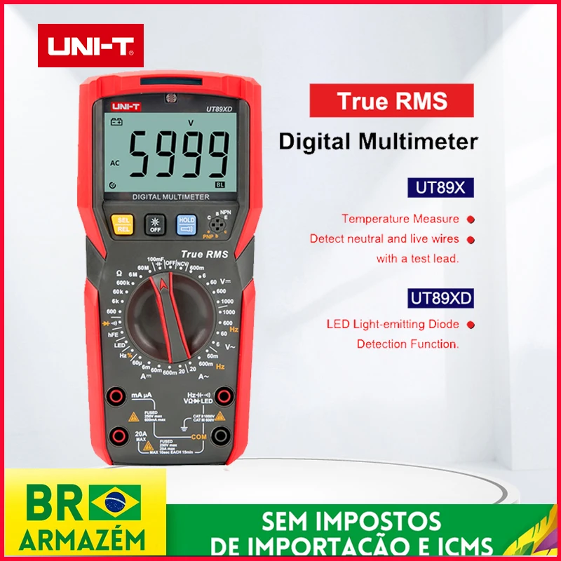 UNI-T UT89XD المهنية الرقمية المتعدد صحيح RMS NCV 20A الحالي التيار المتناوب تيار مستمر الفولتميتر السعة اختبار المقاومة