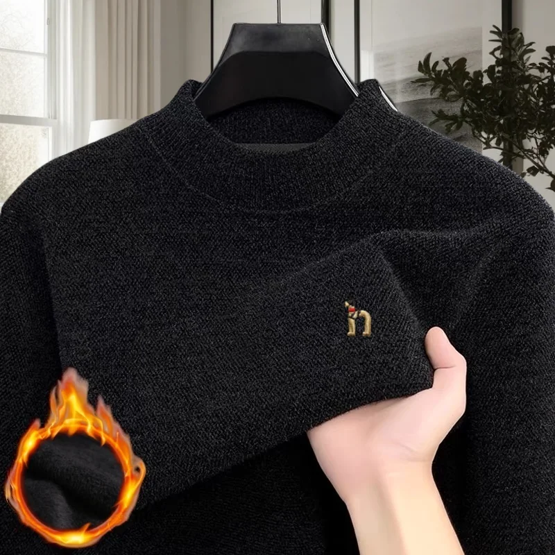 

Лидер продаж, осенне-зимний удобный новый бархатный теплый вязаный свитер, модный мужской классический пуловер с вышивкой щенка