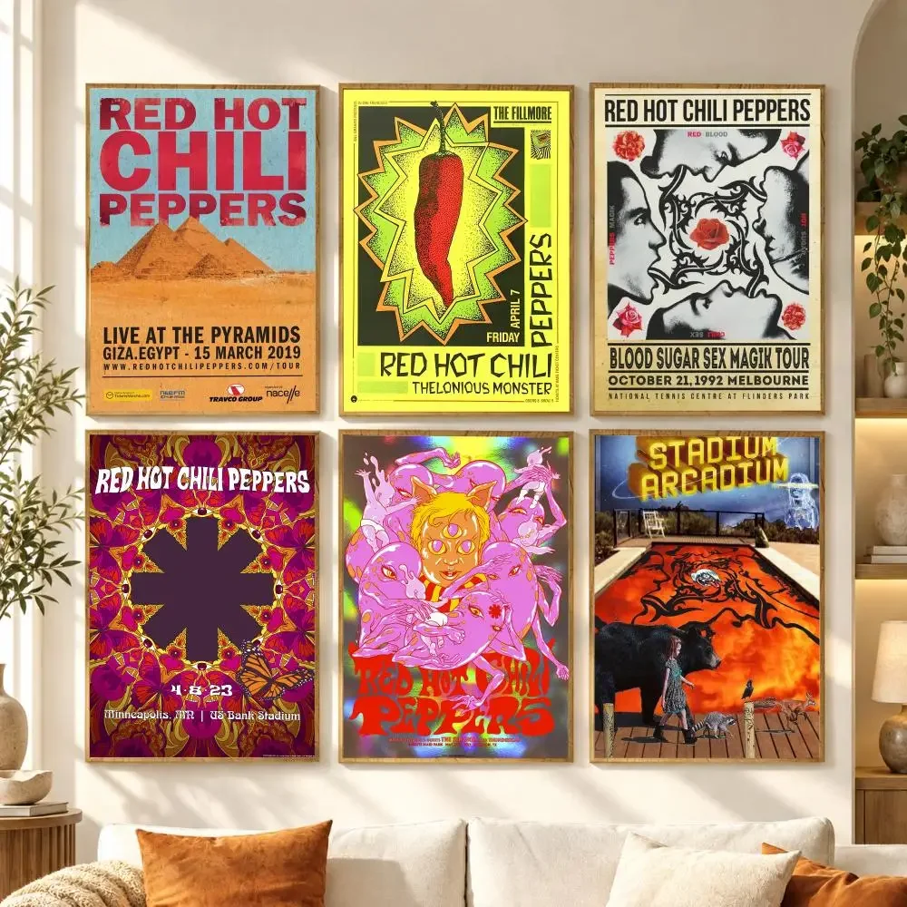 Rock Band Red Hot C-Chili Peppers Poster Stickers Painting Self-Adhesive Wall Art Decals for Bedroom Living Room Home Decor Gift