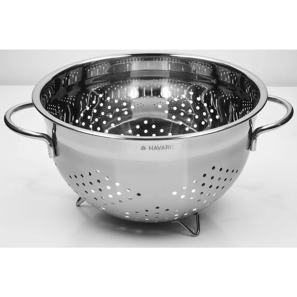 

Large 4.8L Stainless Steel Colander with Sturdy Handles - Perfect for Pasta, Vegetables & Rice Drainage