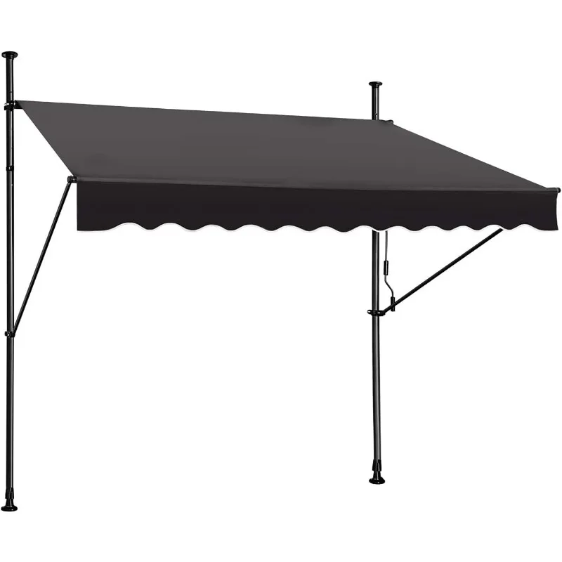 Manual Retractable Awning – 157” Non-Screw Outdoor Sun Shade – Adjustable Pergola Shade Cover with UV Protection