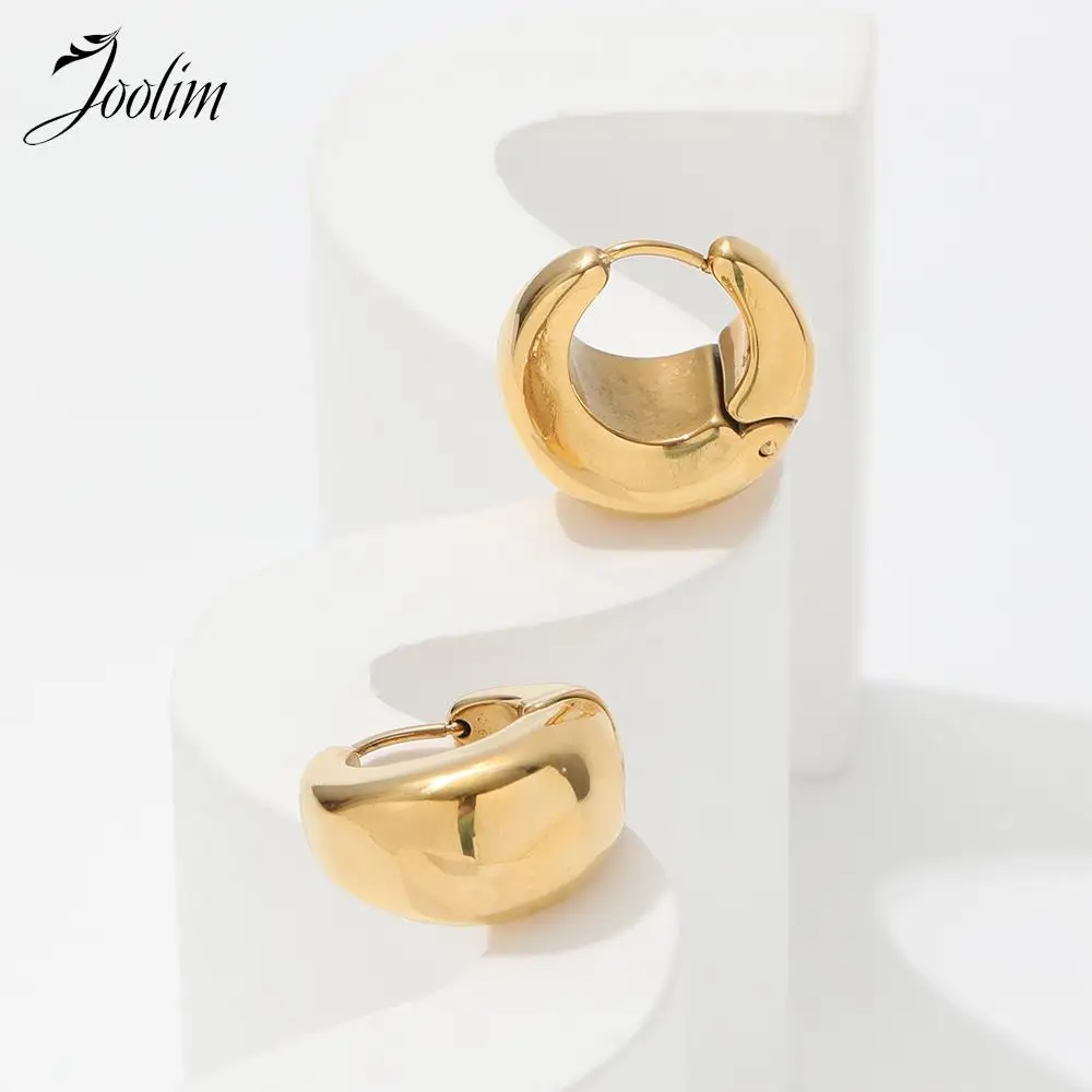 Joolim-pendientes de acero inoxidable para mujer, joyería de gama alta, PVD, venta al por mayor, resistente al agua y sin deslustre, gota de agua minimalista, Huggie