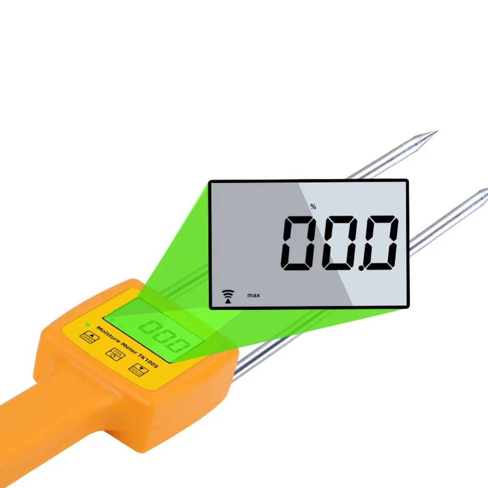 TK100S Digital Paddy Moisture Meter for Rice Grains Soybeans Flour Automatic Temperature Compensation 5% to 35% Range