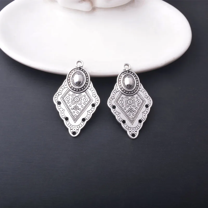 12 Stück/Set Ethnische Legierung mit vielen 5 Löchern, runde Ohrring-Verbinder, Schmuckzubehör, Boho-Quasten-Statement-Anhänger, DIY-Ohrringe für Frauen – Detail 5