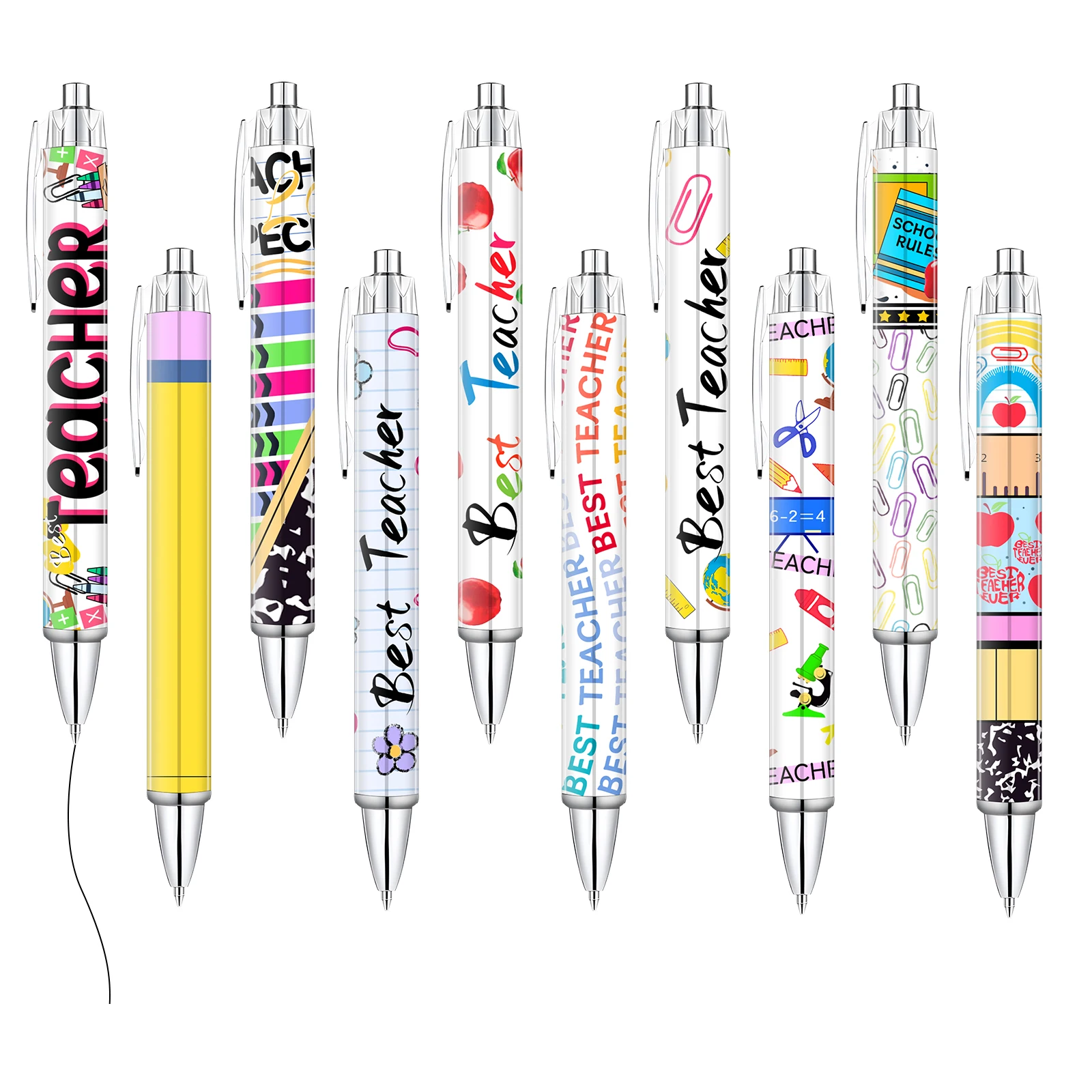 10/20/30 pcs Creative Teacher Theme Pens, Retractable, Personalized Creative, Teacher Ink Pens, Teacher Appreciation Gift